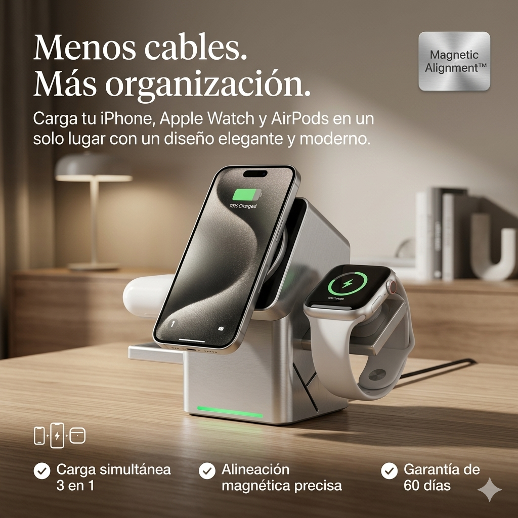 MagniDock™ Estación de carga magnética 3 en 1 [iPhone. Apple Watch. AirPods.]